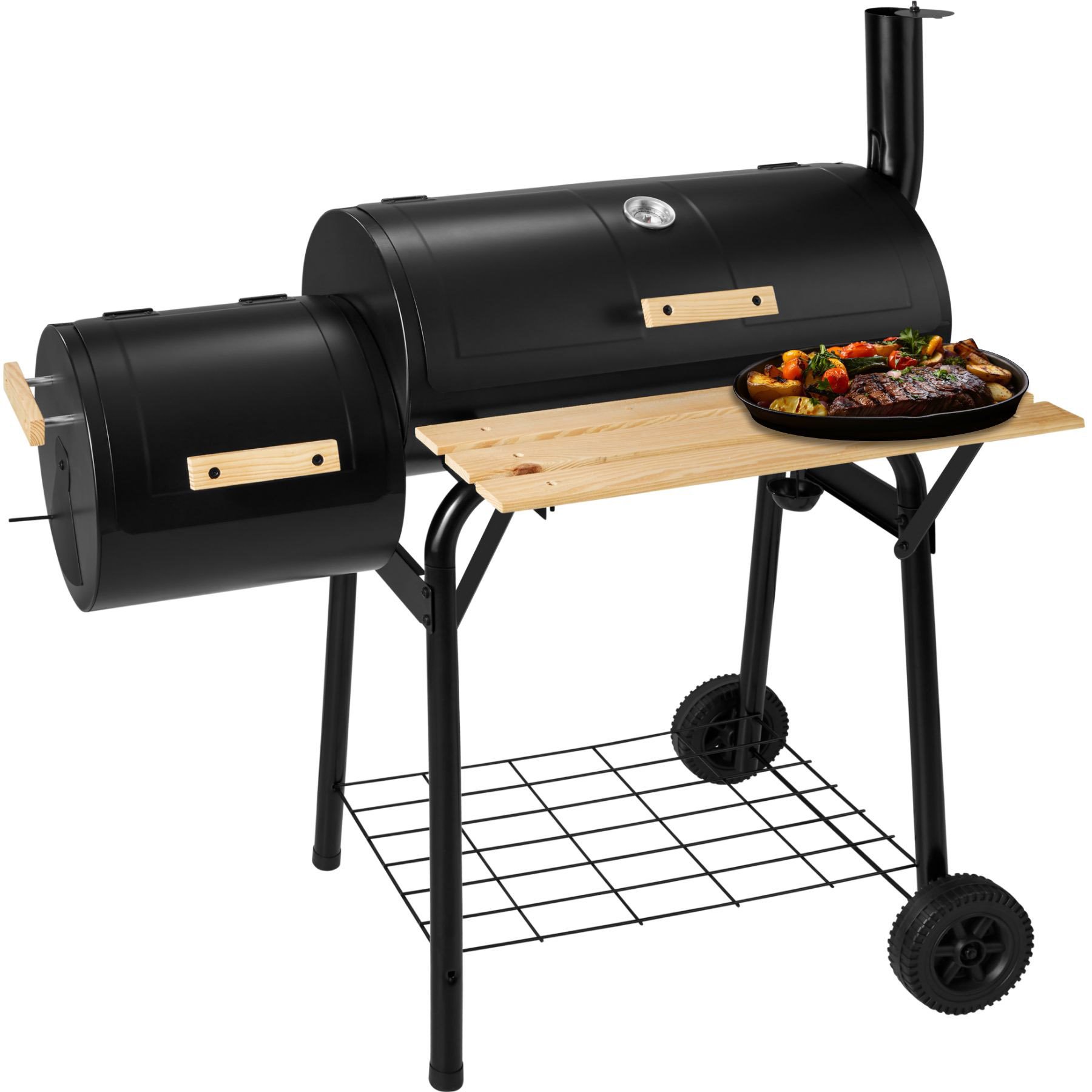tectake Black Multi Function BBQ with Temperature Display Image 1