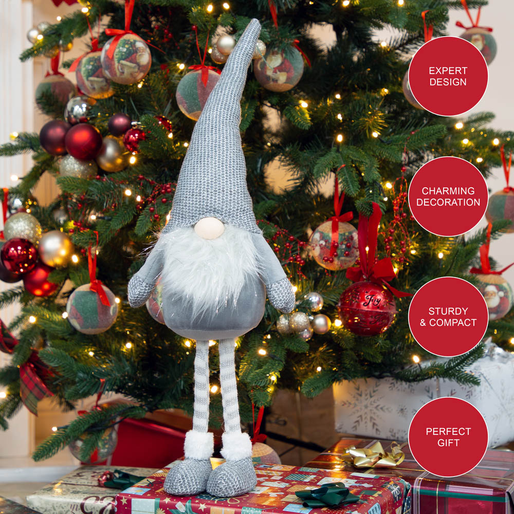 The Christmas Workshop Grey Standing Gonk Decoration 63cm Image 6