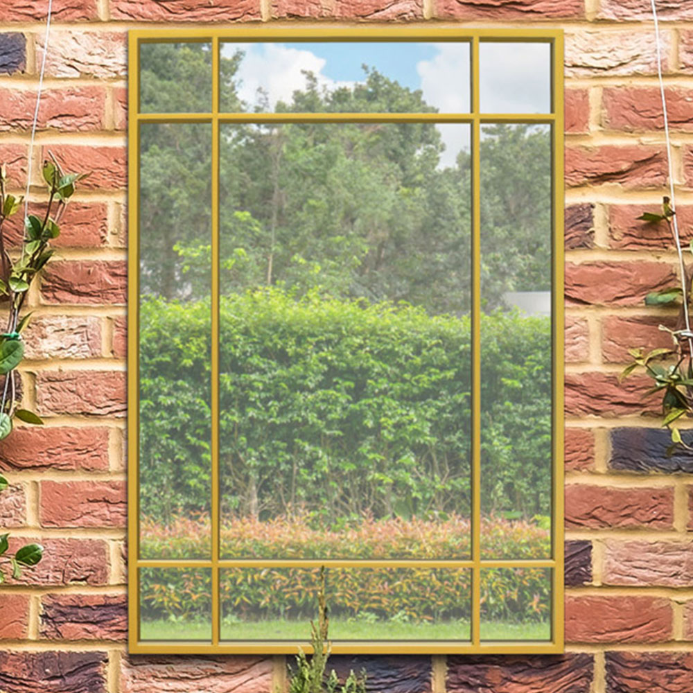 MirrorOutlet The Genestra Gold Modern Contemporary Garden Wall Mirror 100 x 70cm Image 2