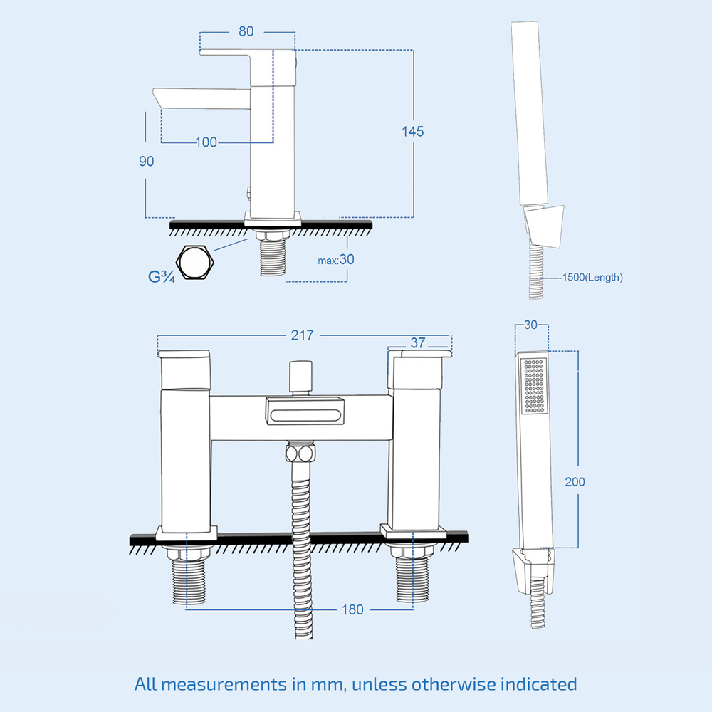 Nes Home Gaze Waterfall Chrome Bath Shower Mixer and Basin Mono Tap Image 3