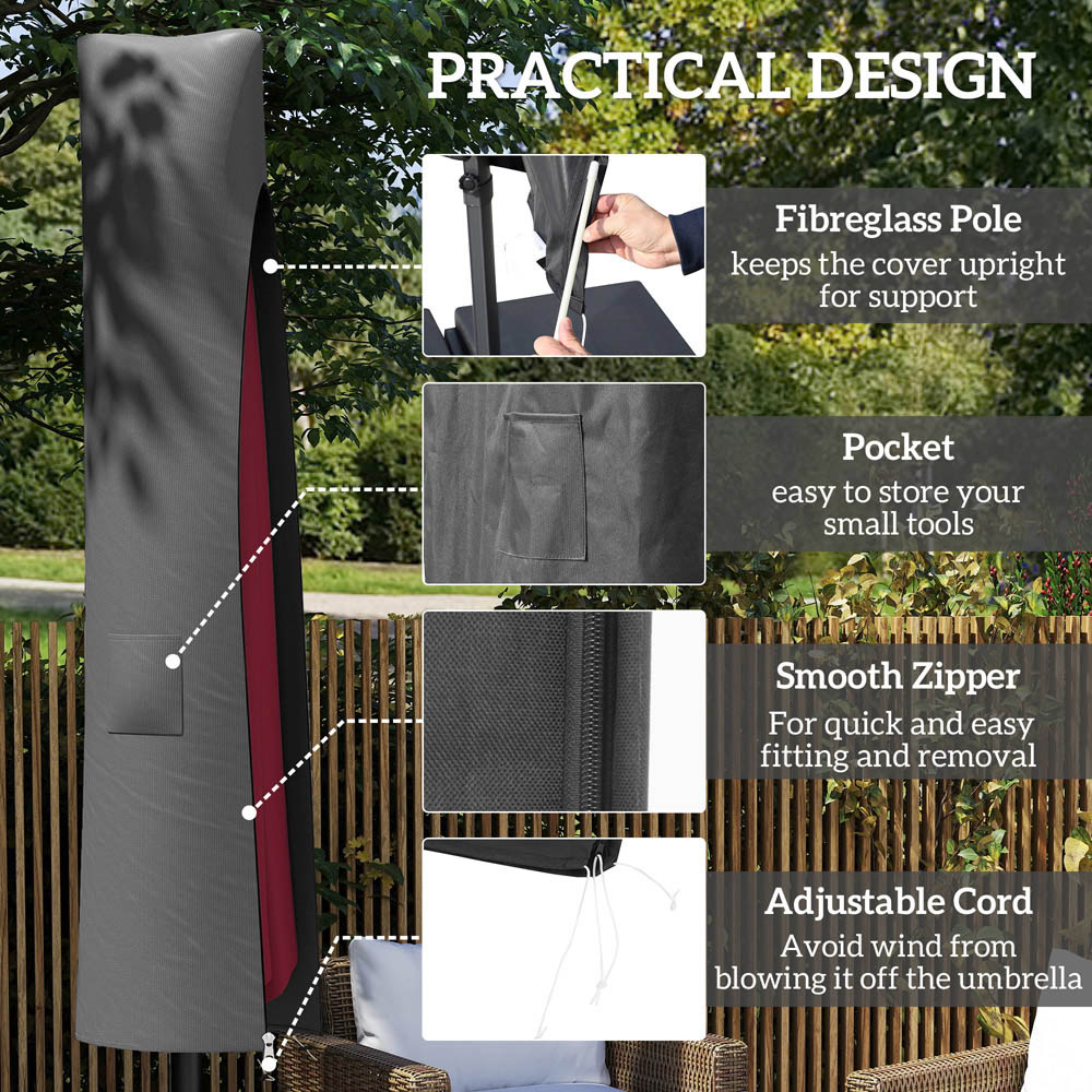 Outsunny Grey Parasol Cover Image 6