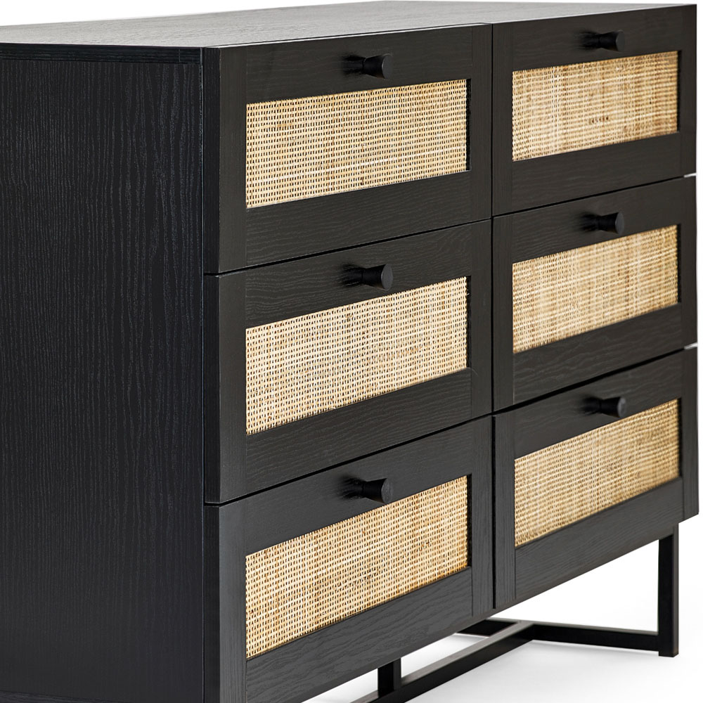 Julian Bowen Padstow 6 Drawer Black Chest of Drawers Image 4