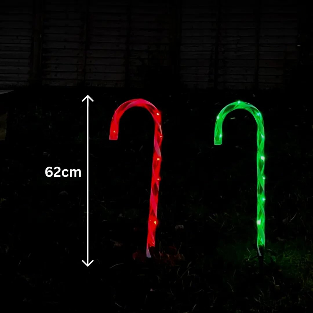 Marco Paul 4 Piece LED Multicoloured Christmas Candy Cane Stake Lights Set Image 4