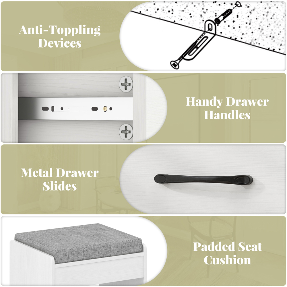 Costway White Dressing Table and Stool Set with LED Mirror Image 8