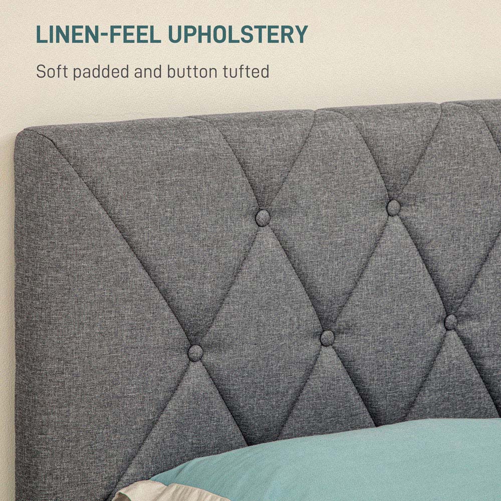 Portland Double Adjustable Linen Headboard Bed Frame Image 4