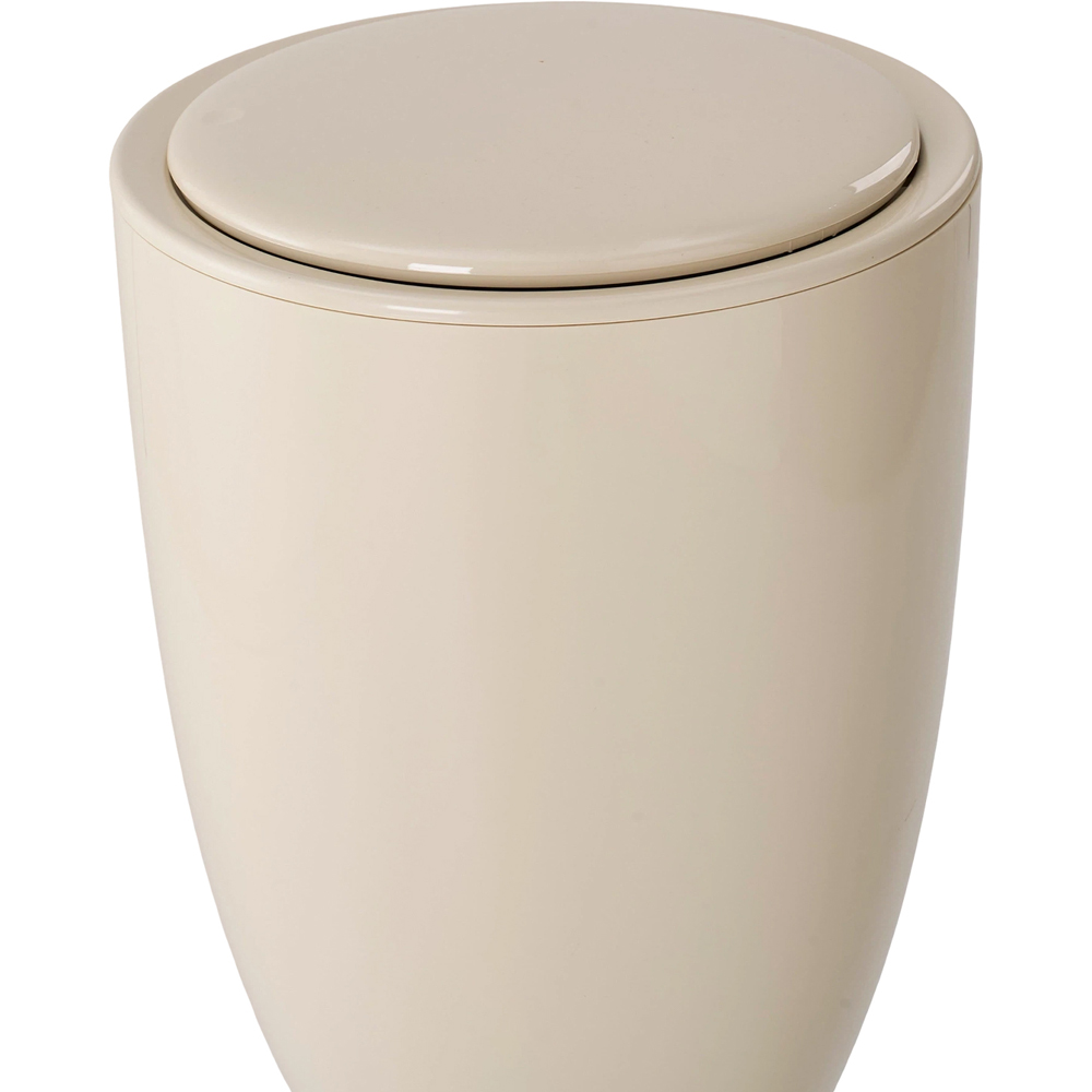 Living and Home Cream White Goblet Shape Rubbish Bin with Wheels 13L Image 3