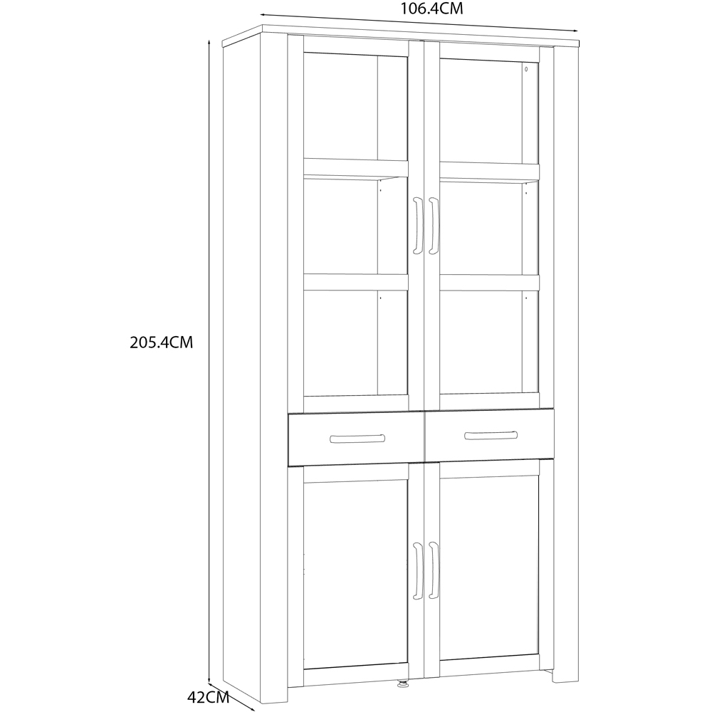 Florence Bohol 4 Door Single Drawer Oak and White Glass Display Cabinet with LED Lighting Image 8