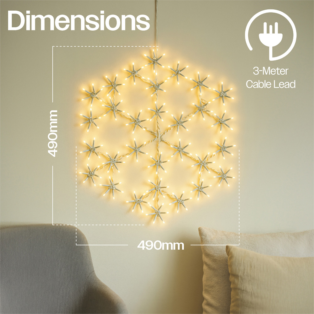 Xmas Haus 180 Warm White LED Metal Snow Flake Light 49 x 49cm Image 6