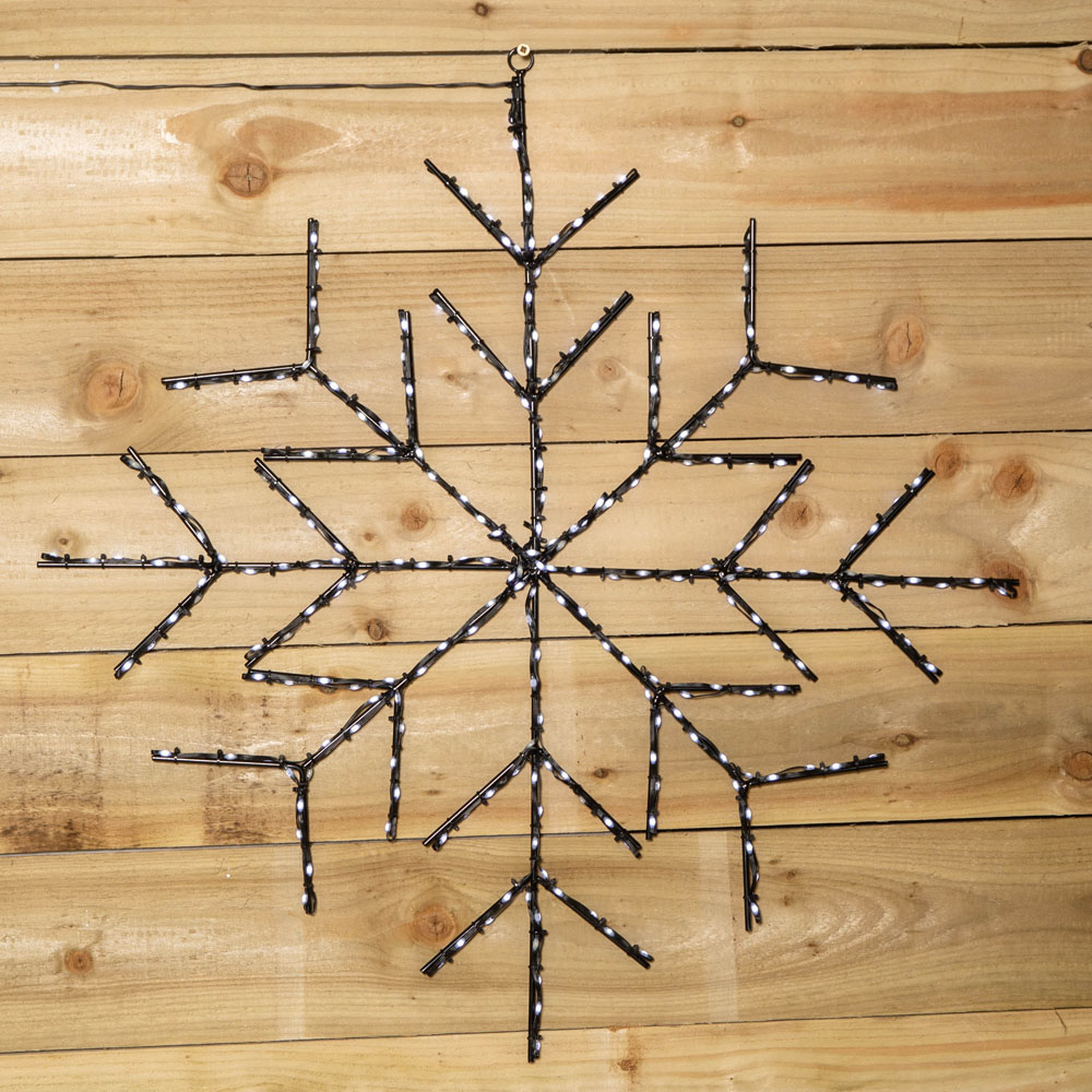 Premier FlexiBrights 250 Cool White LED Light Up Hanging Snowflake Christmas Decoration 76cm Image 7