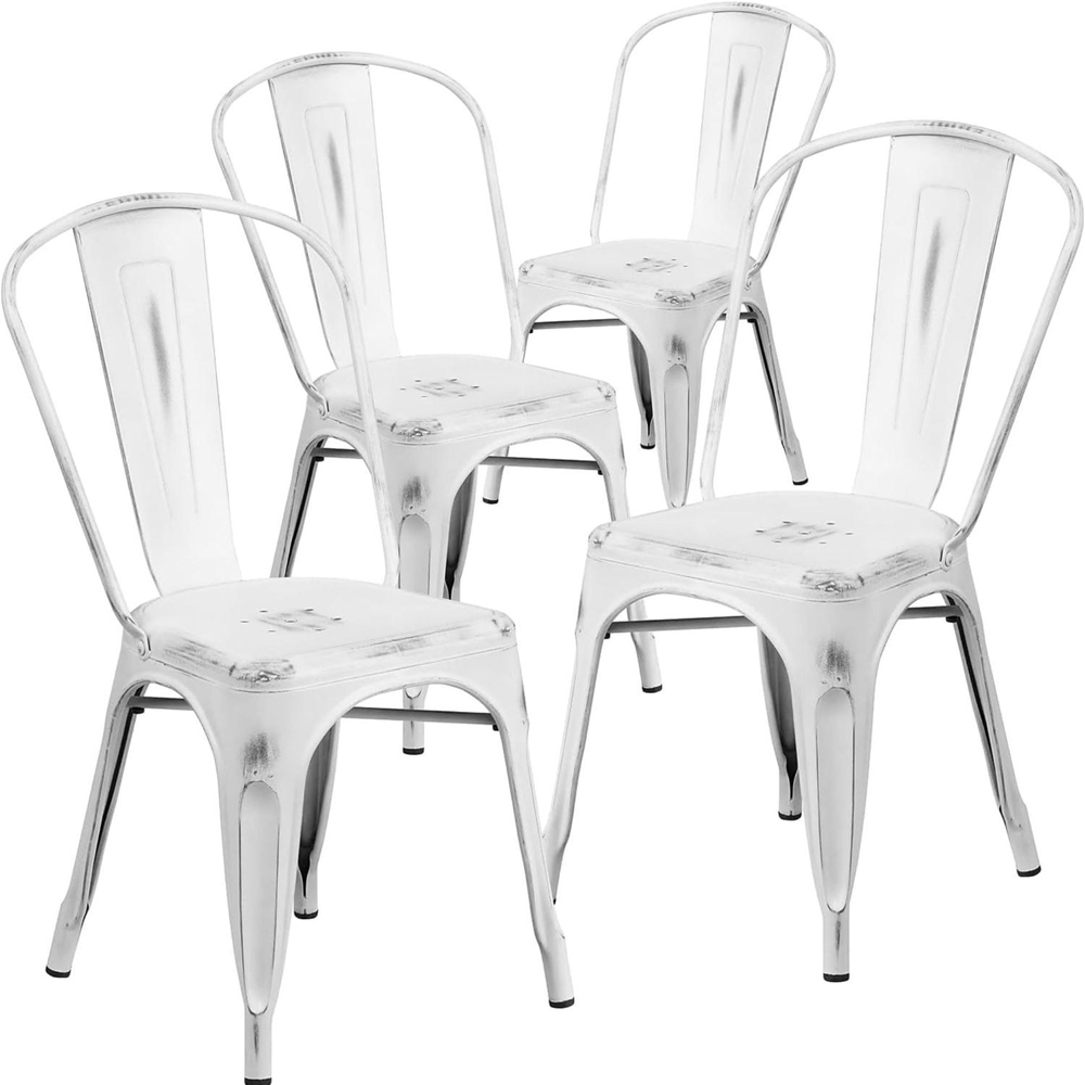 FWStyle Set of 4 White Assembled Steel Chairs Image 2