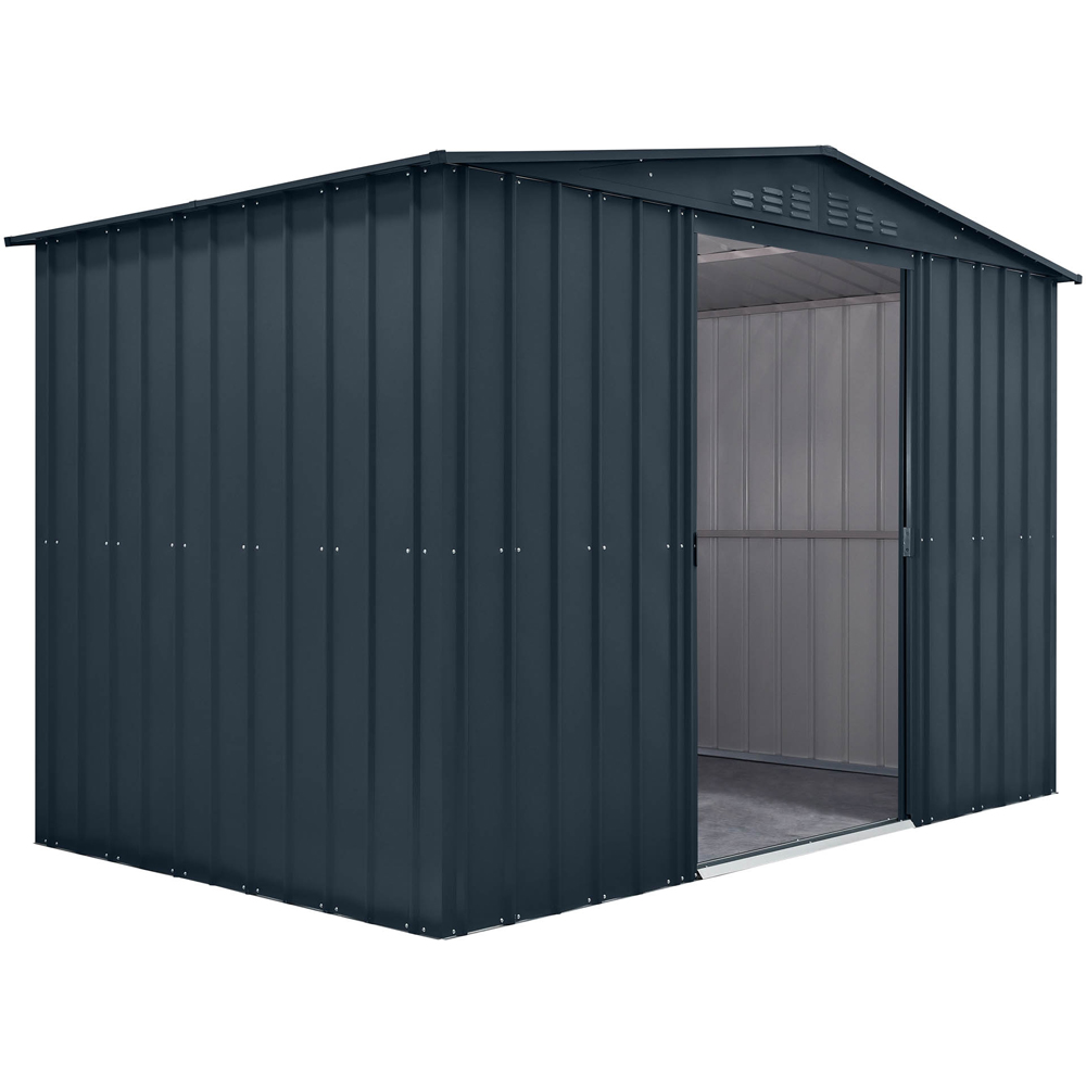 Globel 10 x 6ft 2 Door Grey Metal Apex Garden Shed Image 2