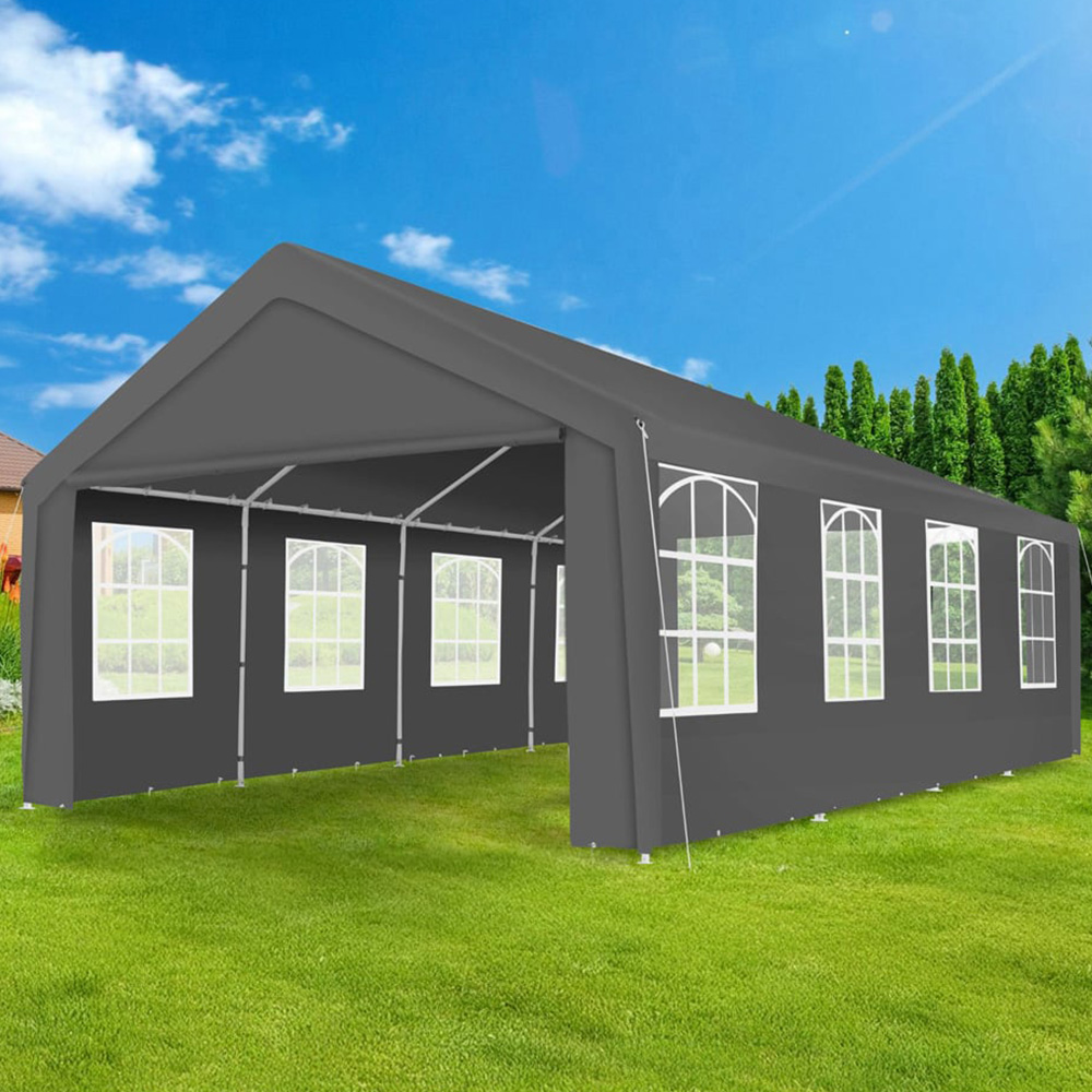 tectake Mammut 8 x 4m Grey Weather and UV Resistant Panel Gazebo Image 1