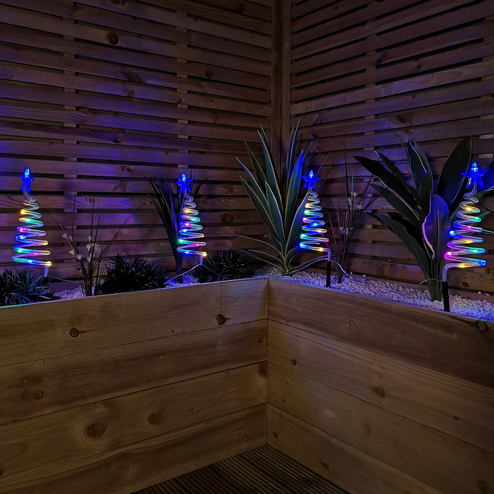 Samuel Alexander 4 Piece Multicolour LED Spiral Tree Christmas Path Light Set Image 9