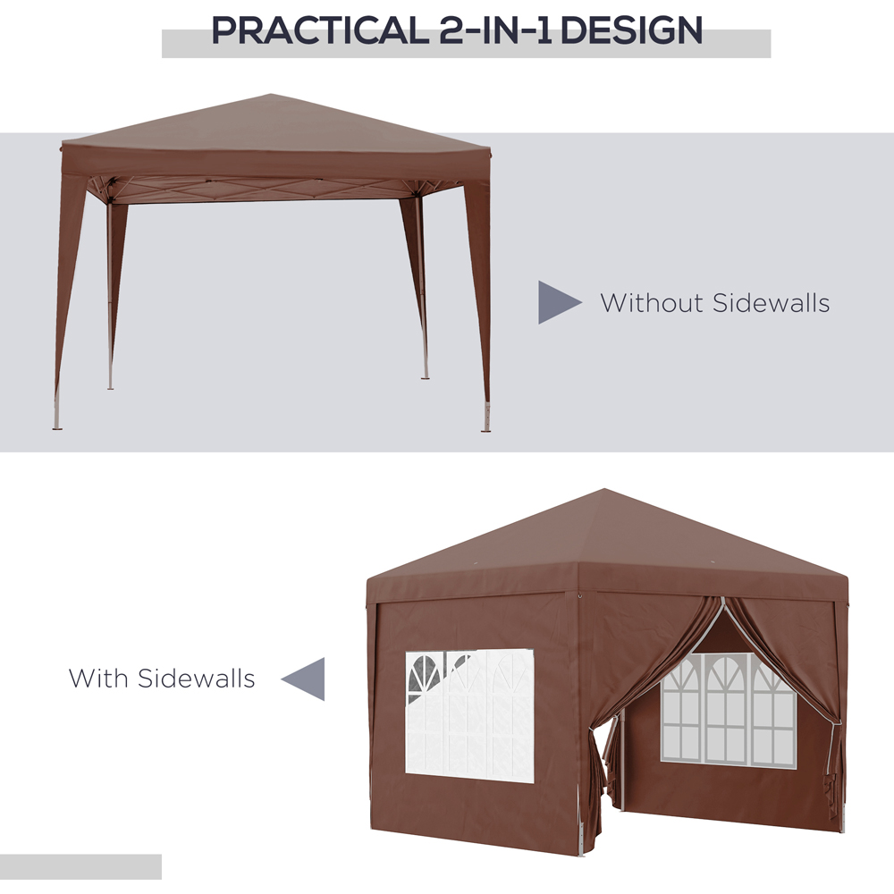 Outsunny 3 x 3m Coffee Party Canopy Tent with Carry Bag Image 5