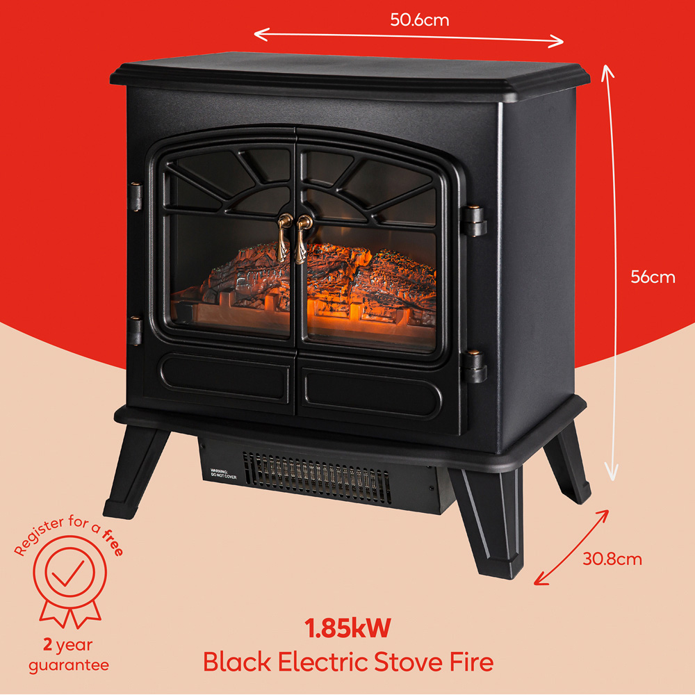 Russell Hobbs Black Electric Stove Fire 1.85KW Image 9