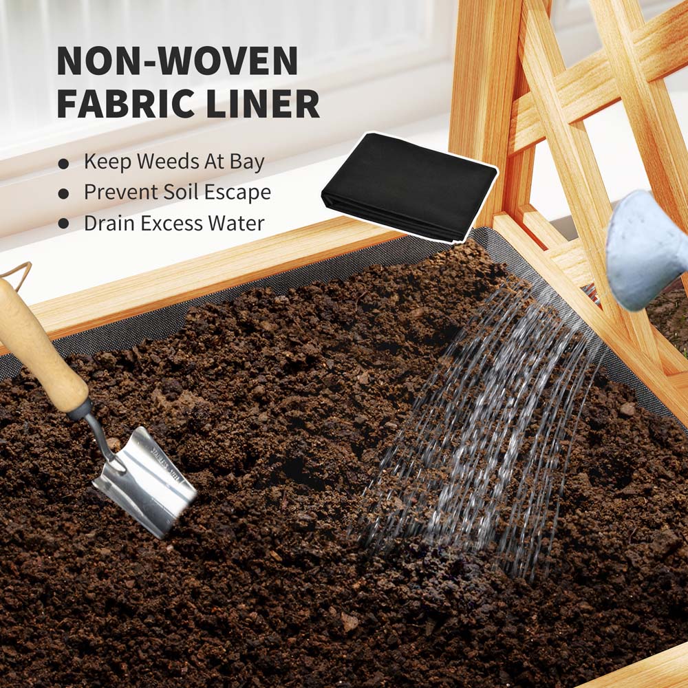 Outsunny Wooden Raised Garden Bed with Trellis Image 7