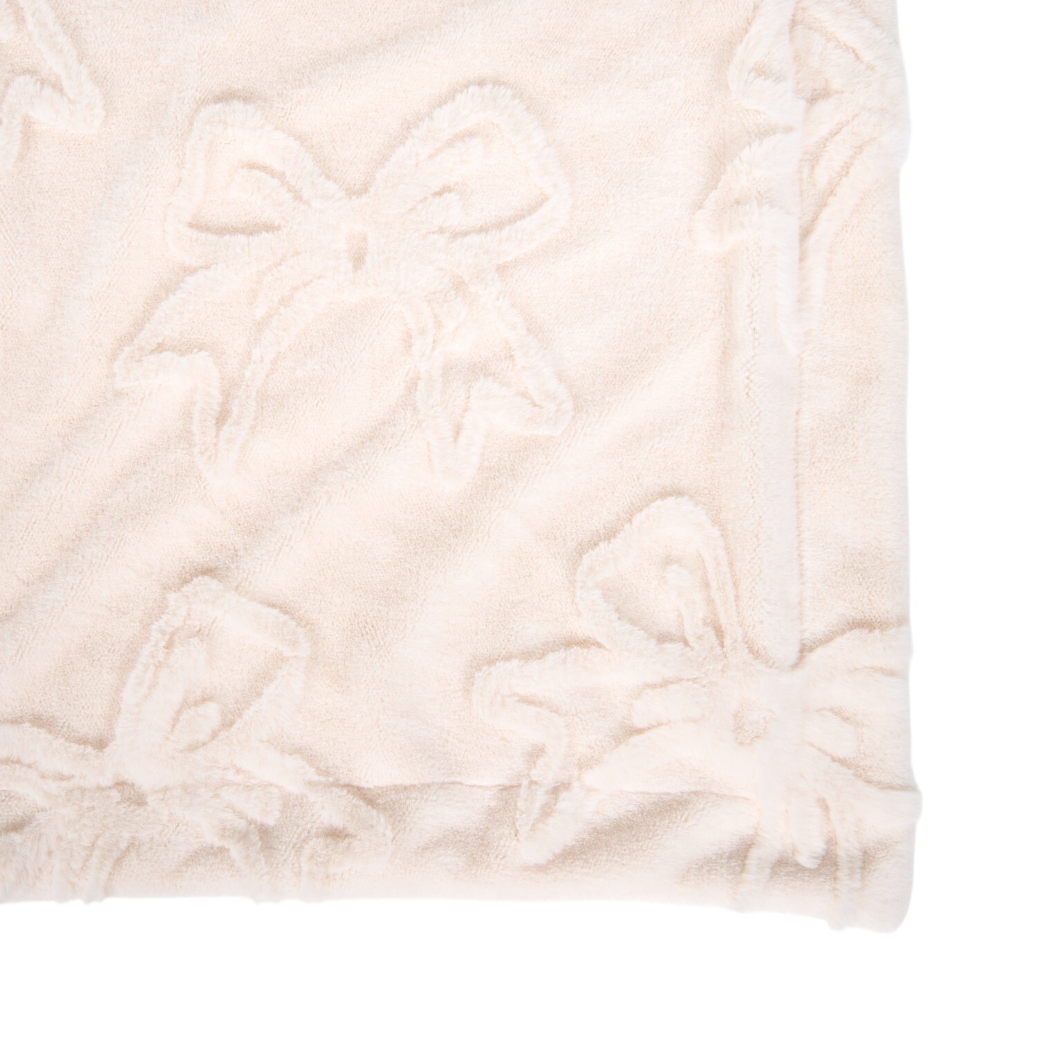 Bow Faux Fur Throw Ivory Image 3