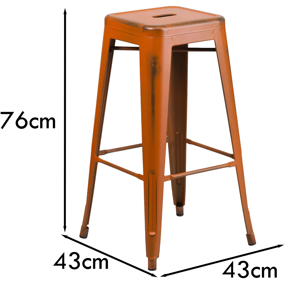 FWStyle Set of 4 Orange Distressed Steel Assembled Bar Stool Image 7