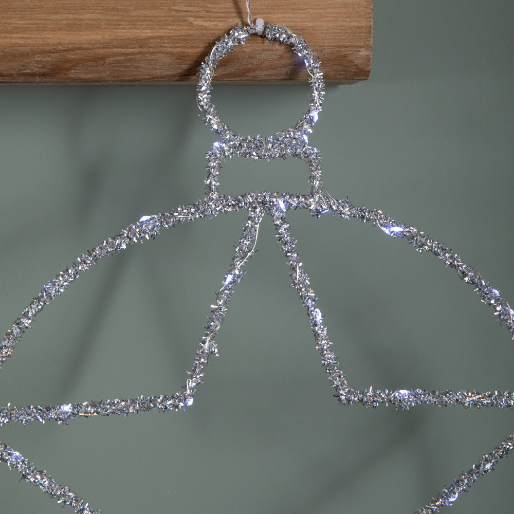 Samuel Alexander White Twinkling LED Light Up Silver Star Ball Hanging Christmas Decoration Image 4