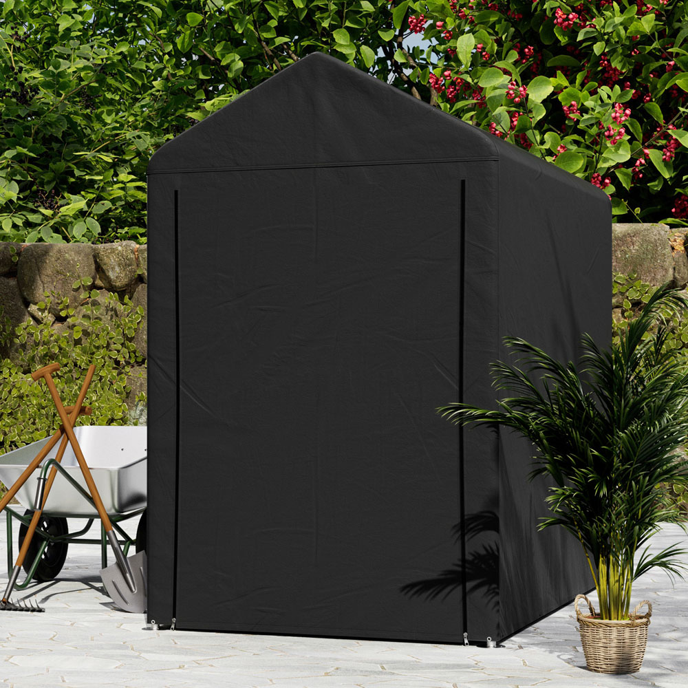 Living and Home 3 x 5ft Black Outdoor PE Bicycle Shelter Storage Shed Image 7