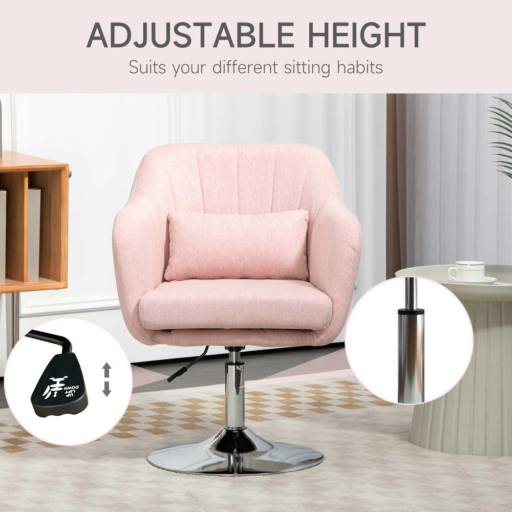 Portland Pink Stylish Retro Linen Swivel Tub Chair Image 4