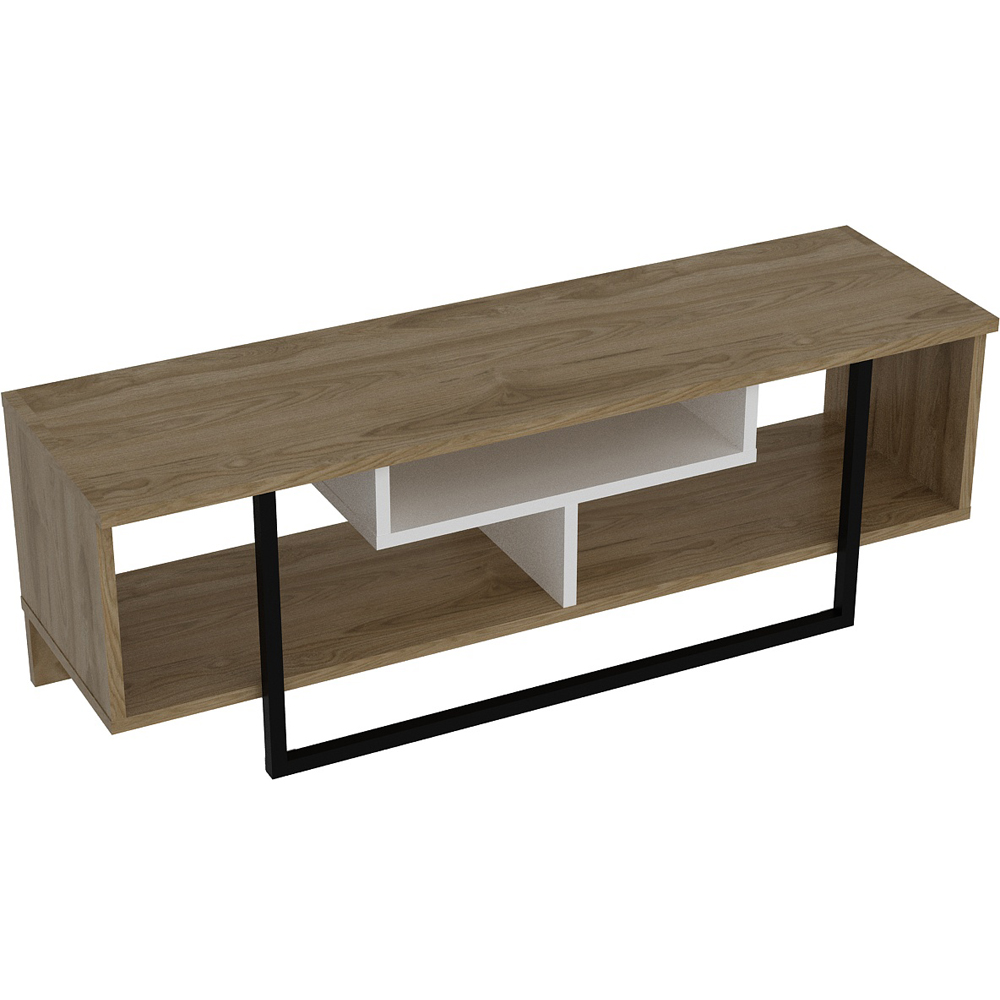 Decorotika Asal Oak and White Black Wide TV Unit Image 2