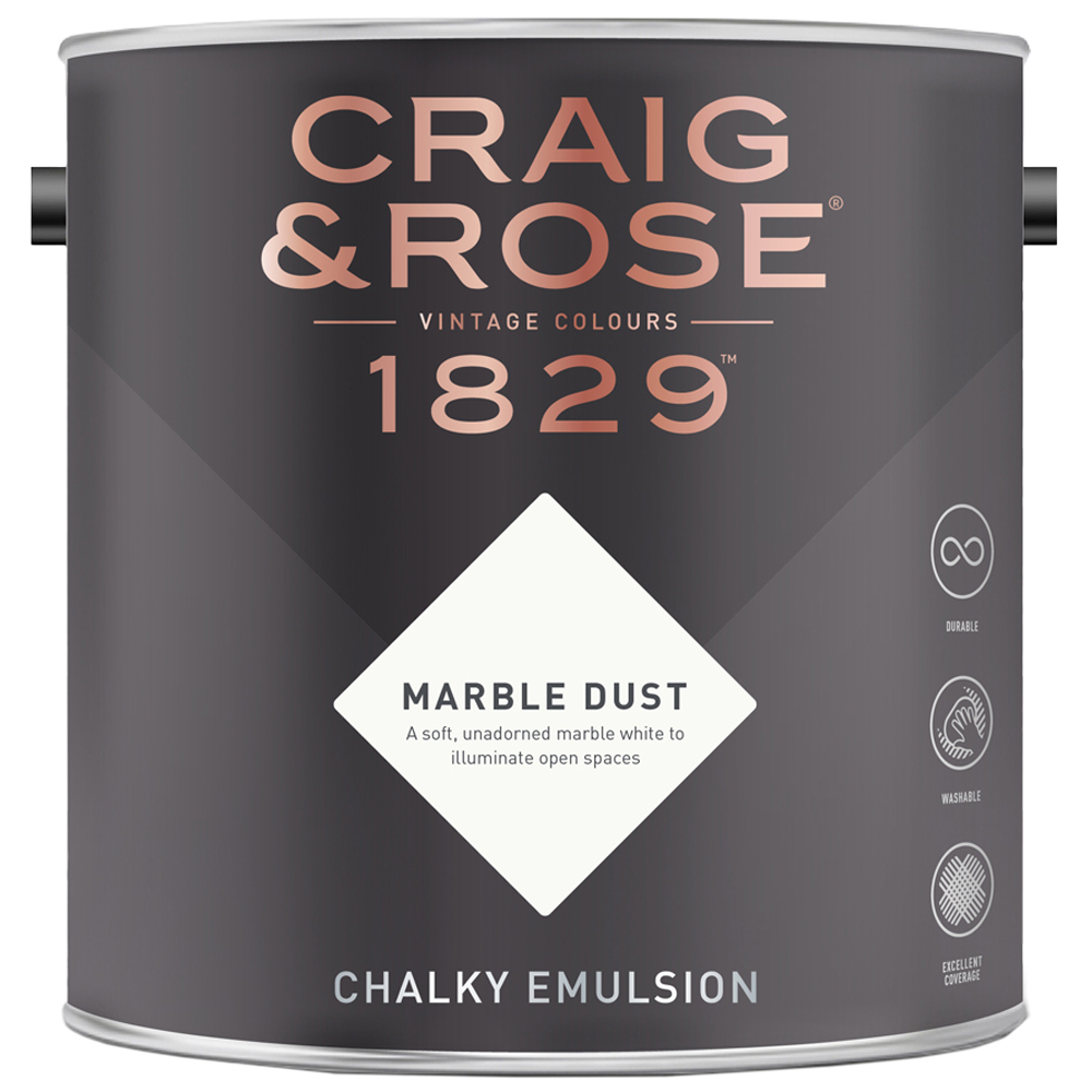 Craig & Rose Walls and Ceilings Marble Dust Chalky Matt Emulsion Paint 2.5L Image 2