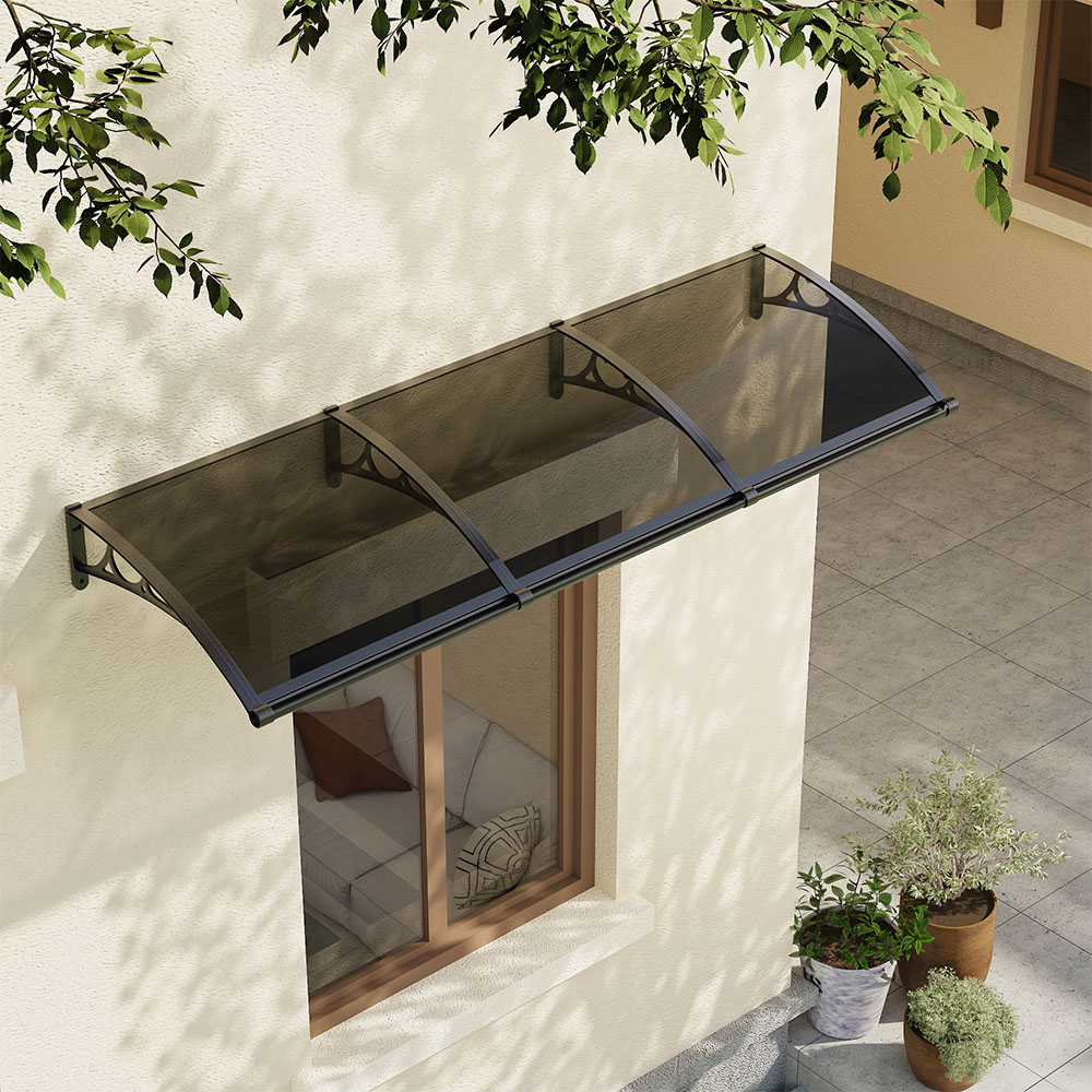 Living and Home Dark Grey Curved Door and Window Canopy 2.4 x 0.8m Image 7