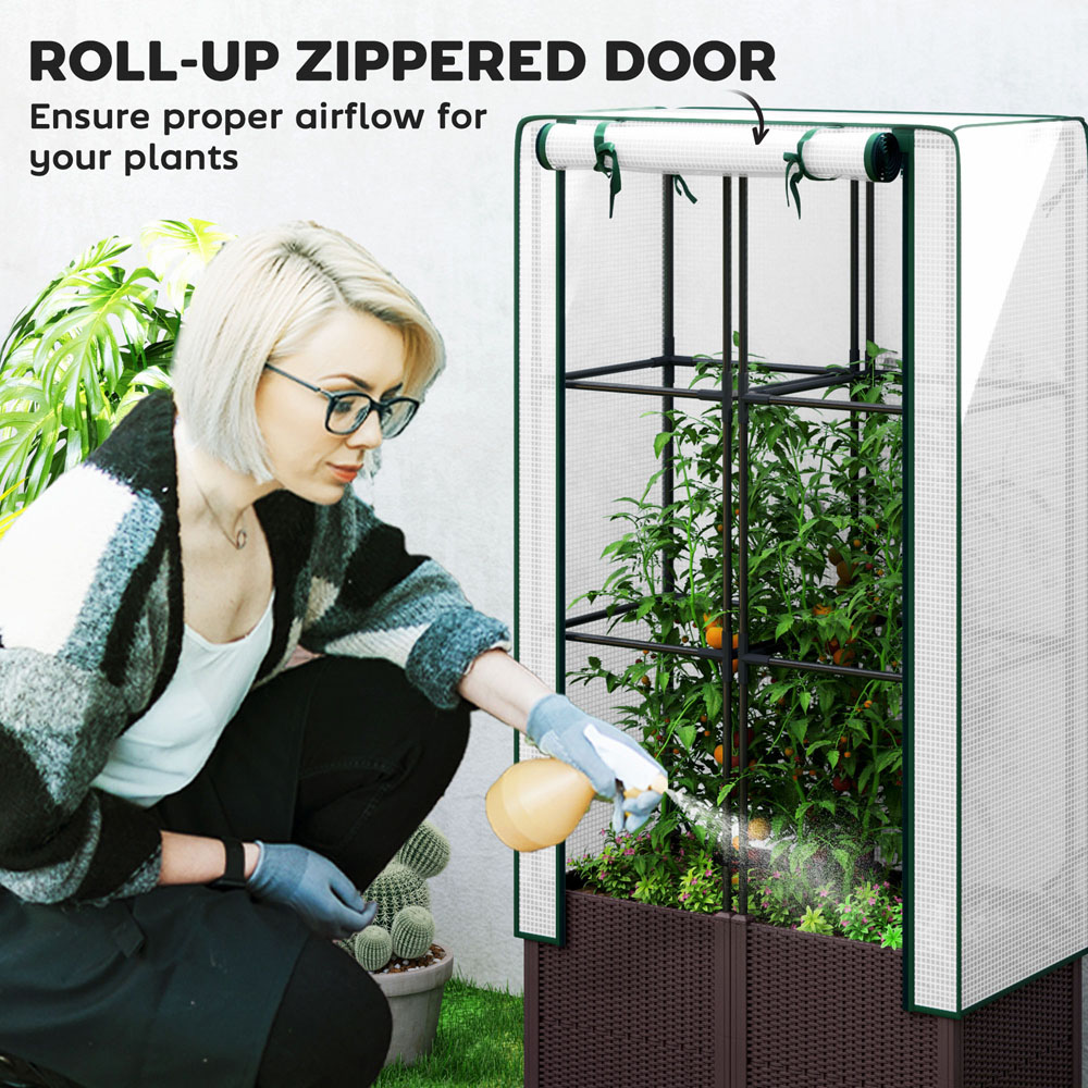 Outsunny Plastic Vegetable Planter with Trellis 1.3 x 2.6ft Image 6