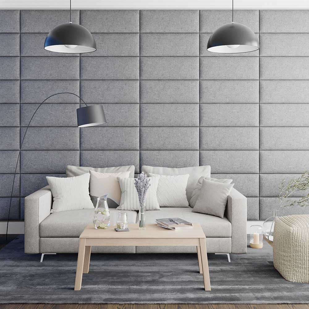 Aspire EasyMount Grey Saxon Twill Upholstered Wall Mounted Headboard Panels 4 Pack Image 3