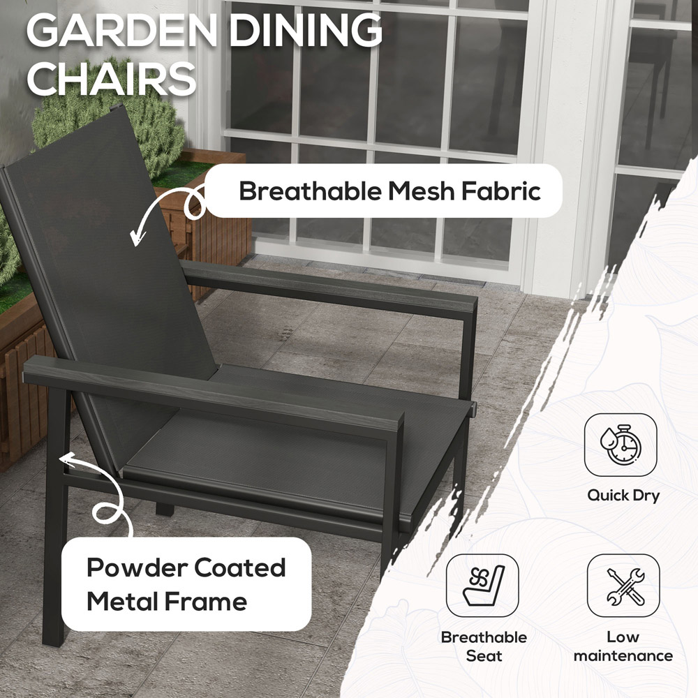 Outsunny Steel 4 Seater Square Garden Dining Set Grey Image 4
