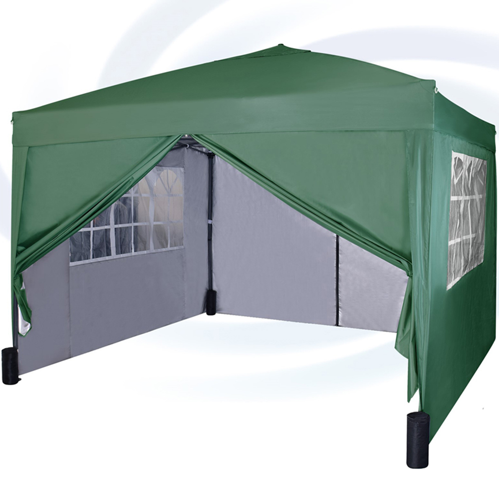 Green Pop Up Outdoor Canopy Tent with Removable Sidewalls 3 x 3m Image 2