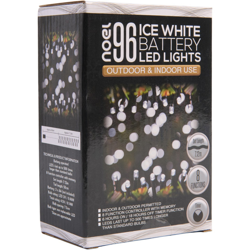 noel 96 Ice White LED Battery Operated Outdoor Lights Image 3