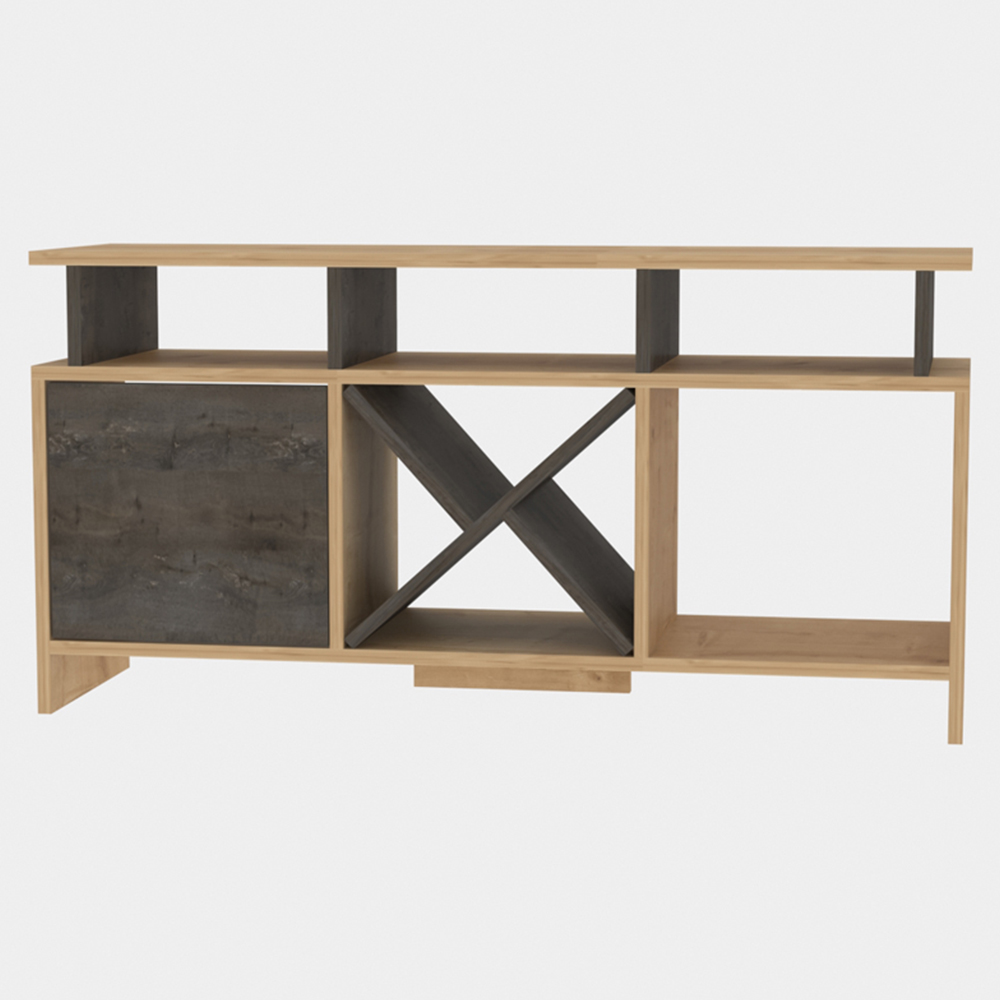 Decorotika Aurburn Single Door 8 Shelf Sapphire Oak and Wenge TV Unit Image 2