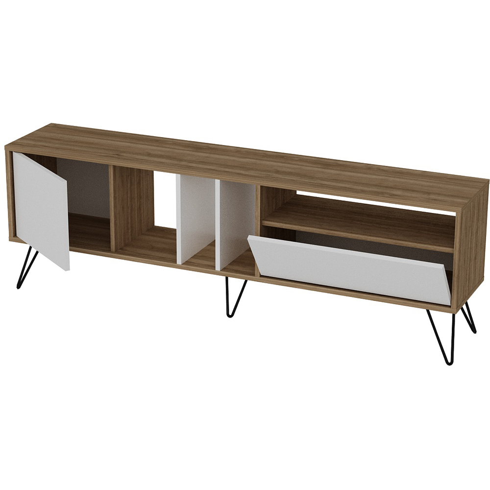 Decorotika Mistico Walnut and White Wide TV Unit Image 3