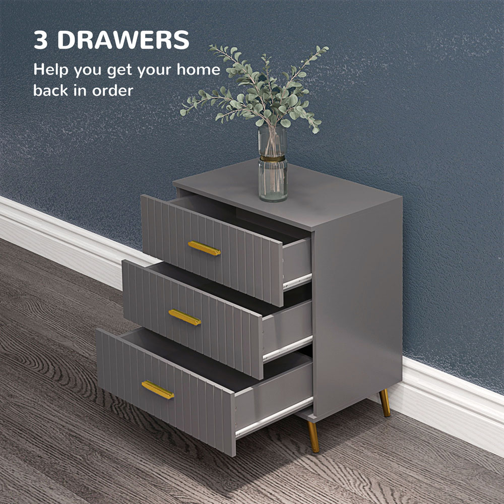 Portland 3 Drawer Chest of Drawers with Aluminium Legs Image 6