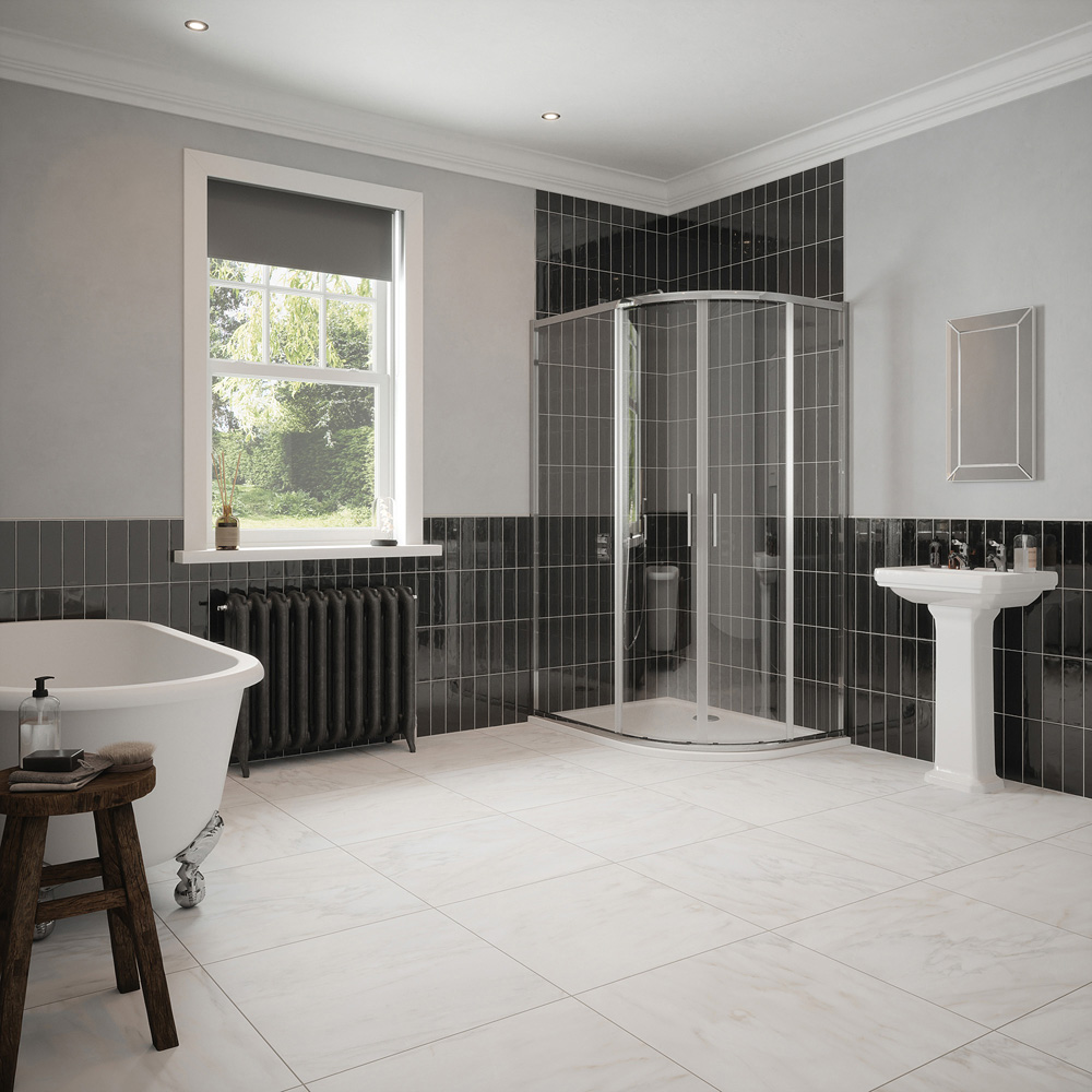 Johnson Tiles Bianco Marble Effect Matt Finish Taupe Floor Tile L600 x W600mm 4 Pack Image 3