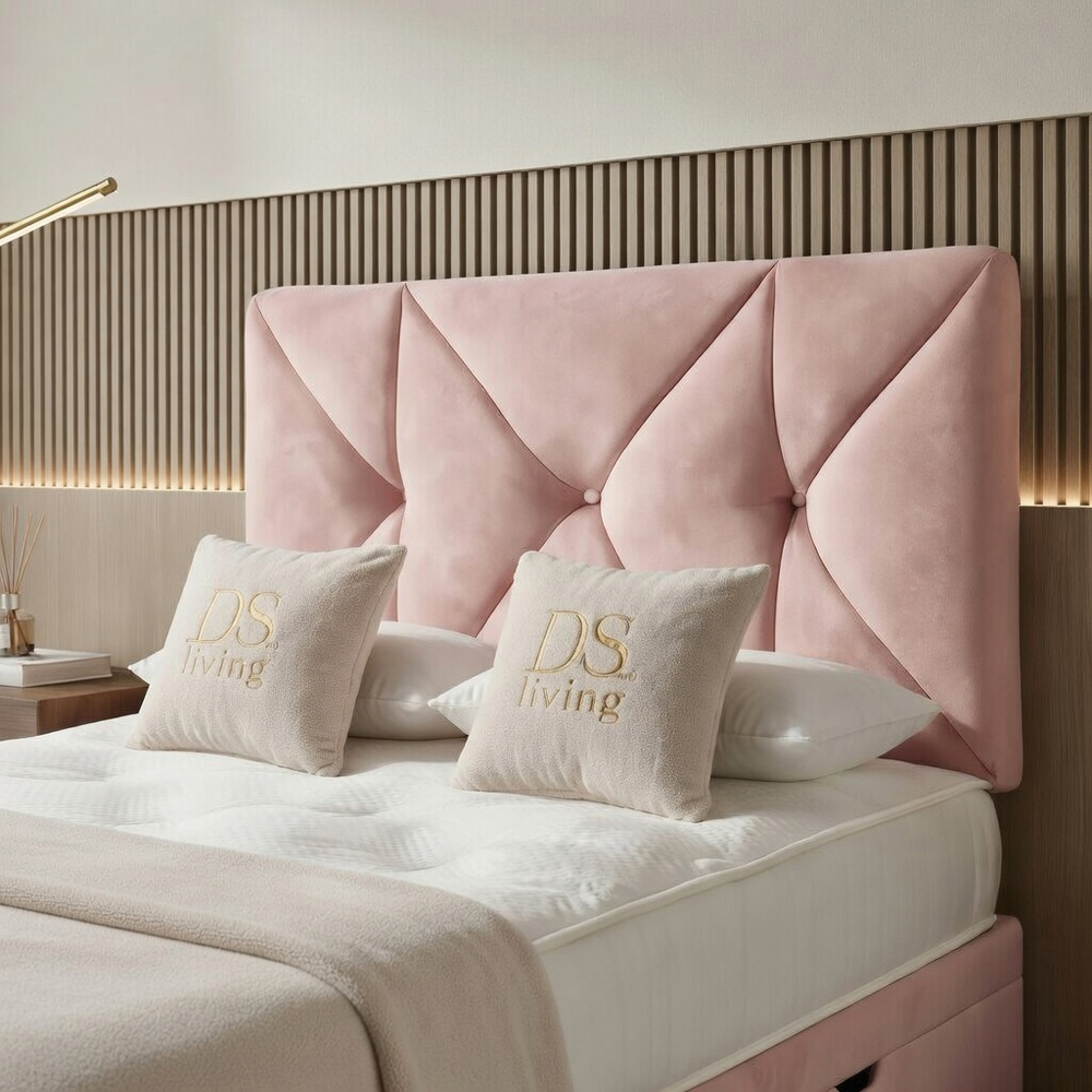 DS Living Eclipse King Size Pink Plush Velvet Ottoman Bed Image 3