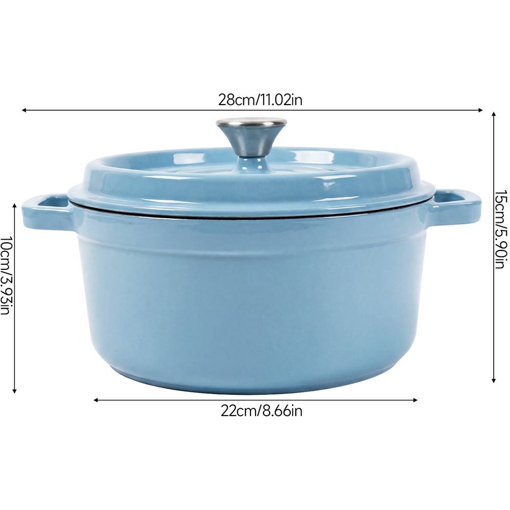 Living and Home 2.8L Light Blue Enamelled Cast Iron Dutch Oven Image 8