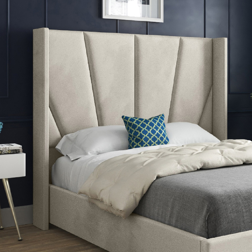 Bellini Silver Single Velvet Upholstered Bed Frame with Wide Curved Winged Headboard Image 3