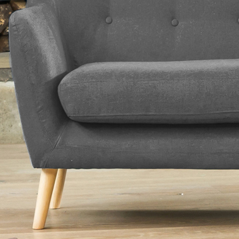 Lynwood 3 Seater Dark Grey Fabric Sofa Image 2