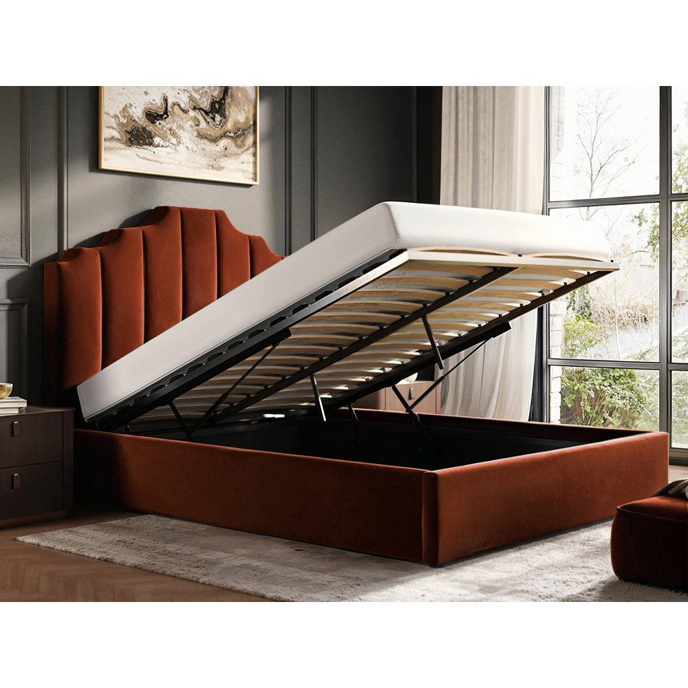 Flair Margot King Size Orange Velvet Ottoman Bed Image 5