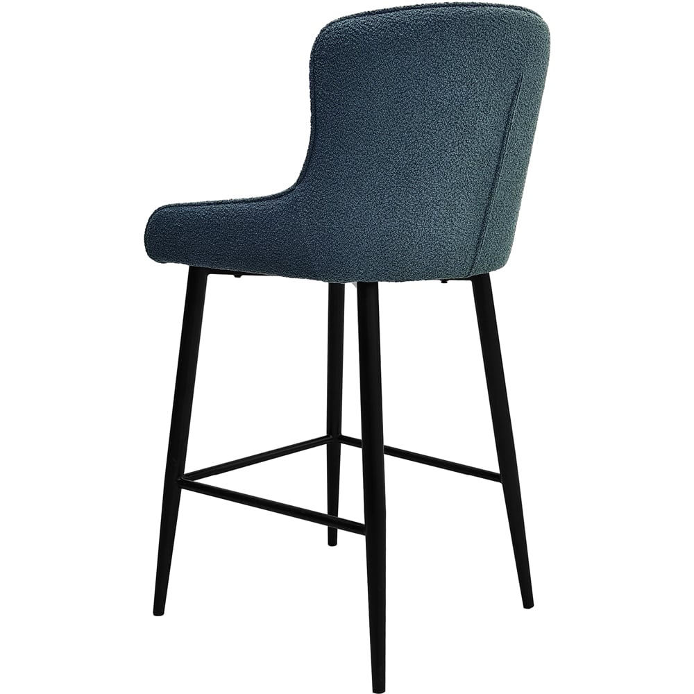 Bentley Designs Rubens Set of 2 Blue Boucle Fabric Upholstered Barstool Image 4