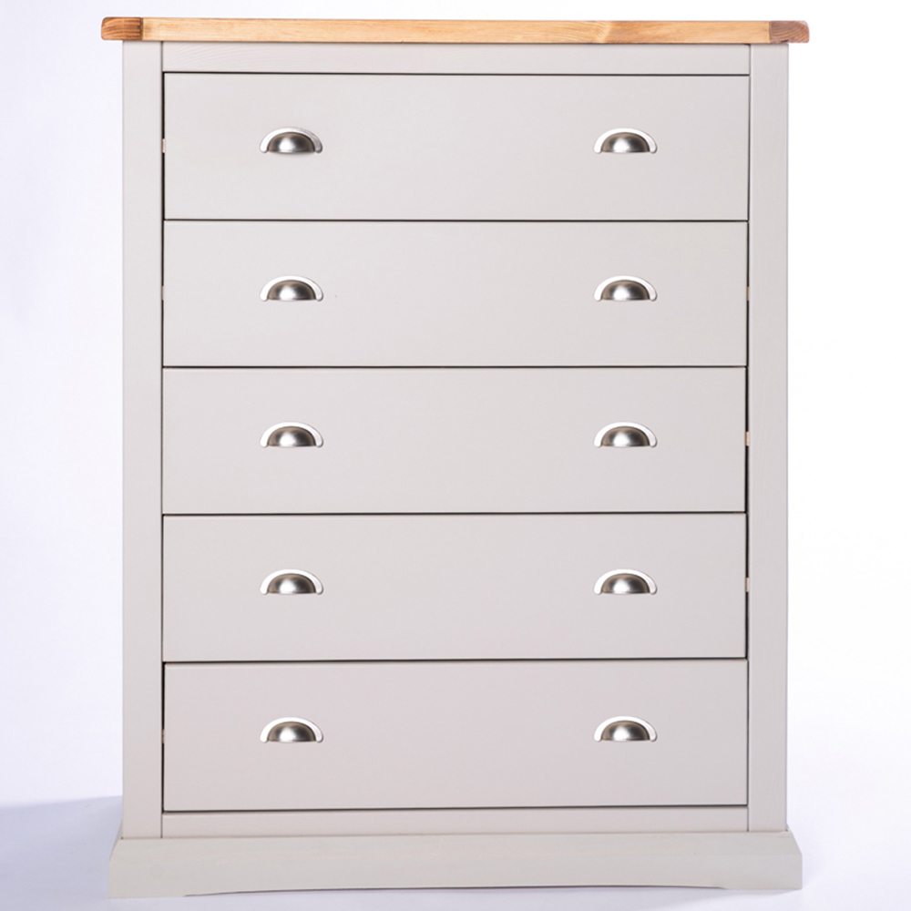 Cabinet Bits Loreo 5 Drawer Grey Chrome Cup Handle Chest of Drawers Image 2