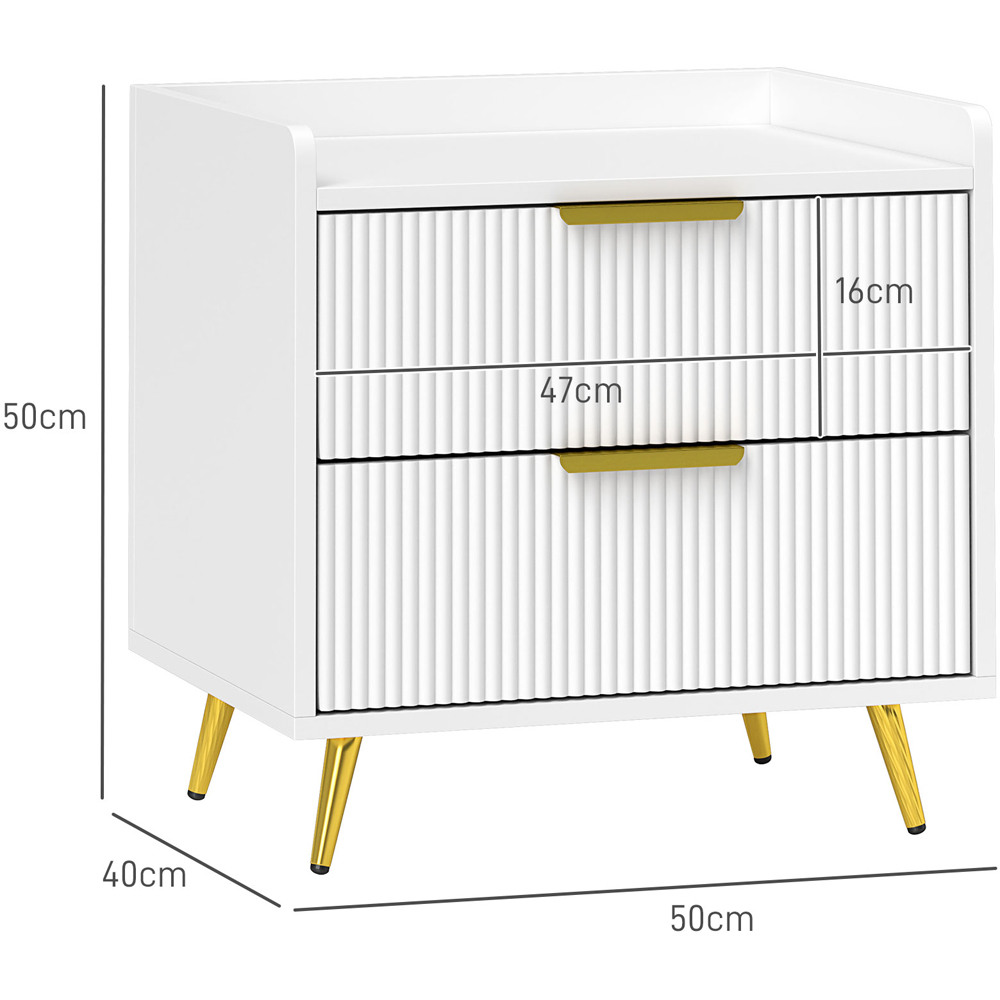 Portland 2 Drawer White and Gold Bedside Table Image 9