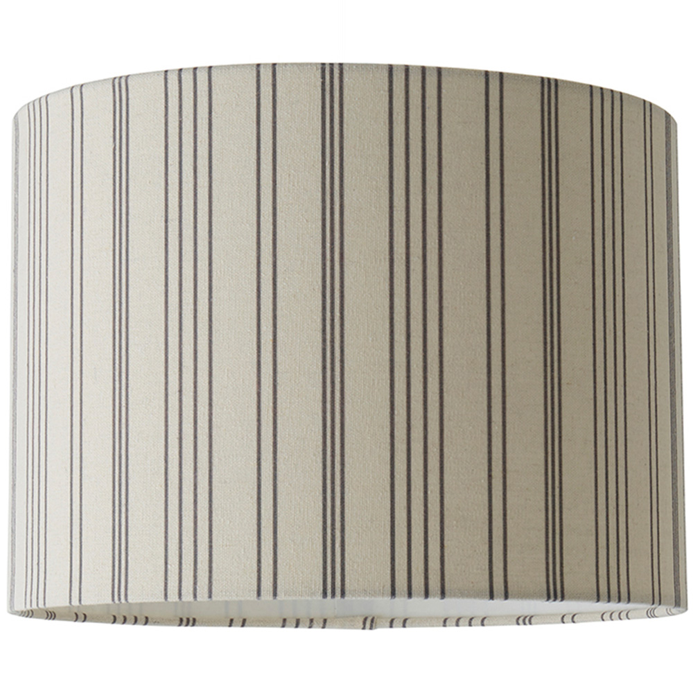 ValueLights Hallie Natural Linen Stripe Detail Large Drum Ceiling Pendant Lamp Shade Image 1
