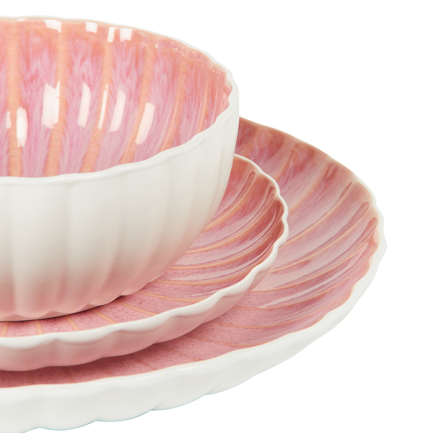 12 Piece Pink Reactive Glaze Dinner Set Pink Image 5