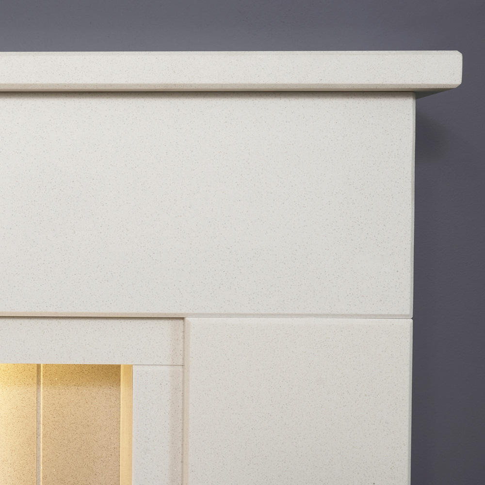 Acantha Larissa White and Grey Fireplace Suite and Black Keston Electric Stove 48 Inch Image 5