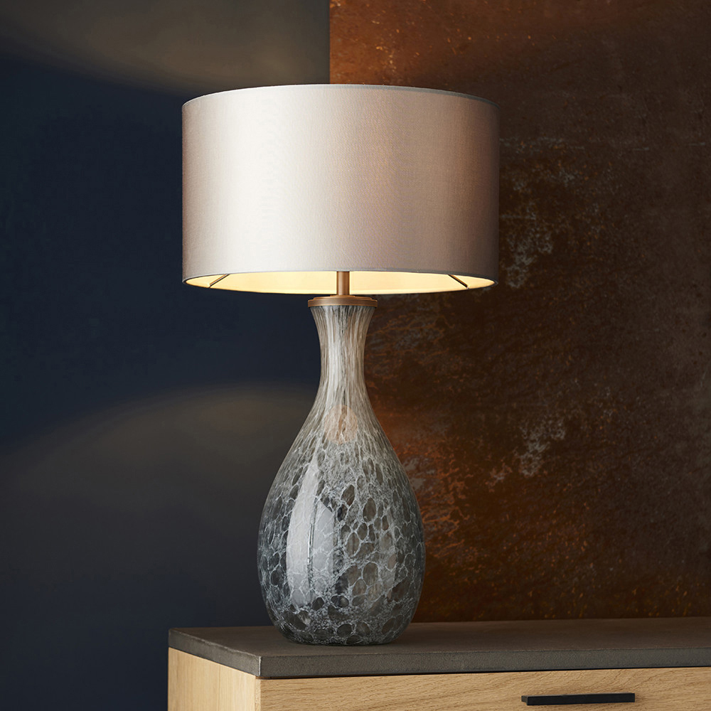 Merano Ortisei Artisan Glass and Brushed Bronze Plate Table Lamp Image 3