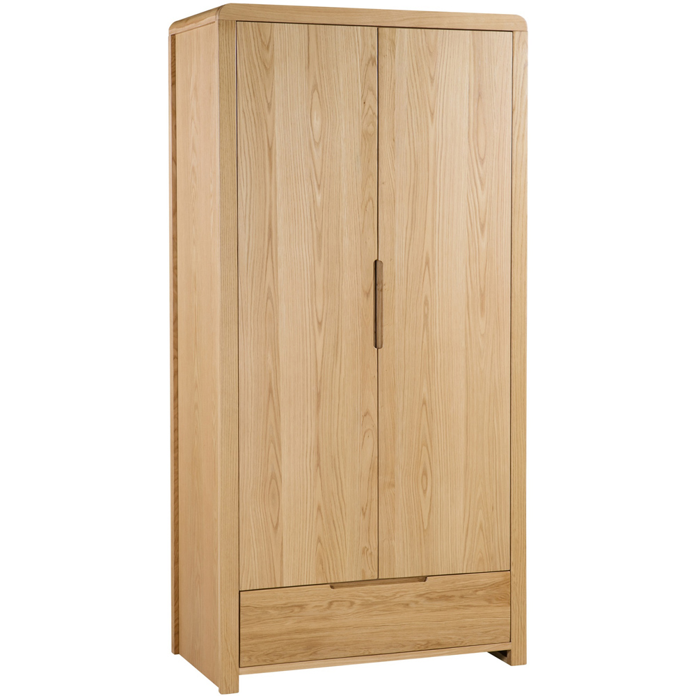 Julian Bowen Curve 2 Door Single Drawer Oak Wardrobe Image 2